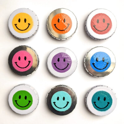 9er-Set Klick-Klack-Dosen gemischt mit Smiley-Motiv