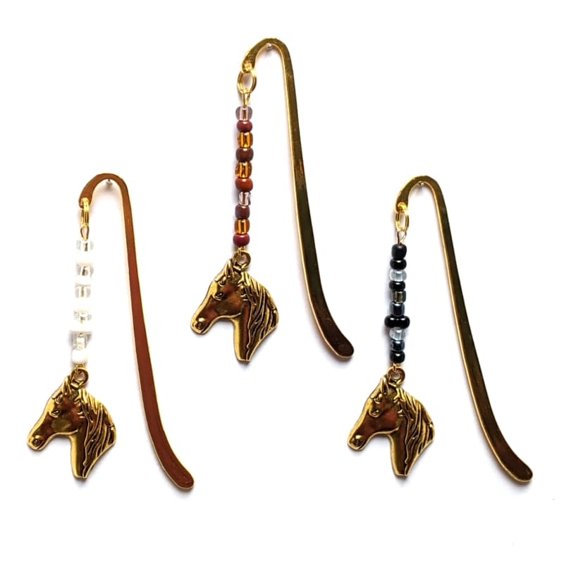 LZ_gold_Pferd_mix_4 3er-Set Lesezeichen Pferd goldfarben, Farbmischung 4