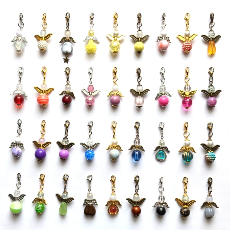 SE_36er_mix Set mit 36 Schutzengel, je 3 Stück in 12 verschiedenen Farben, Flügel gold-, silber- und bronzefarben gemischt