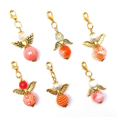 6er-Set Schutzengel in orange mit goldfarbenen Flügeln