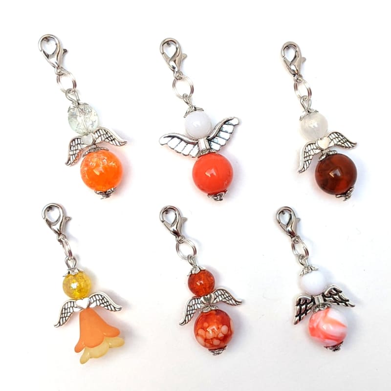 6er-Set Schutzengel in orange mit silberfarbenen Flügeln