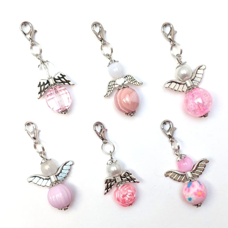 6er-Set Schutzengel in rosa mit silberfarbenen Flügeln