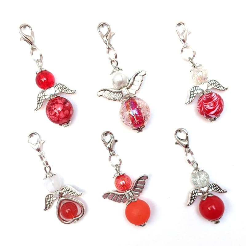 6er-Set Schutzengel rot silberfarben 6er-Set Schutzengel in rot mit silberfarbenen Flügeln