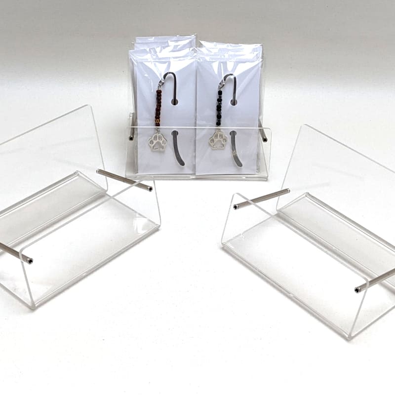 Verkaufsständer Mini aus transparentem Plexiglas für Lesezeichen in Geschenkverpackung, Bild 1